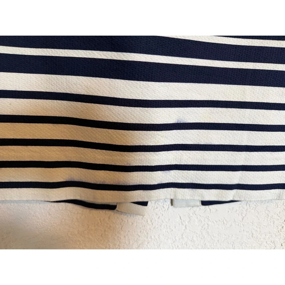 J.Crew Navy Blue‎ White Striped Cotton Pique Pencil Skirt Size 6 Work Business